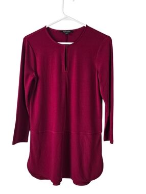 Lauren Ralph Lauren Red Slim Fit Keyhole 3/4 Sleeve Tunic XS